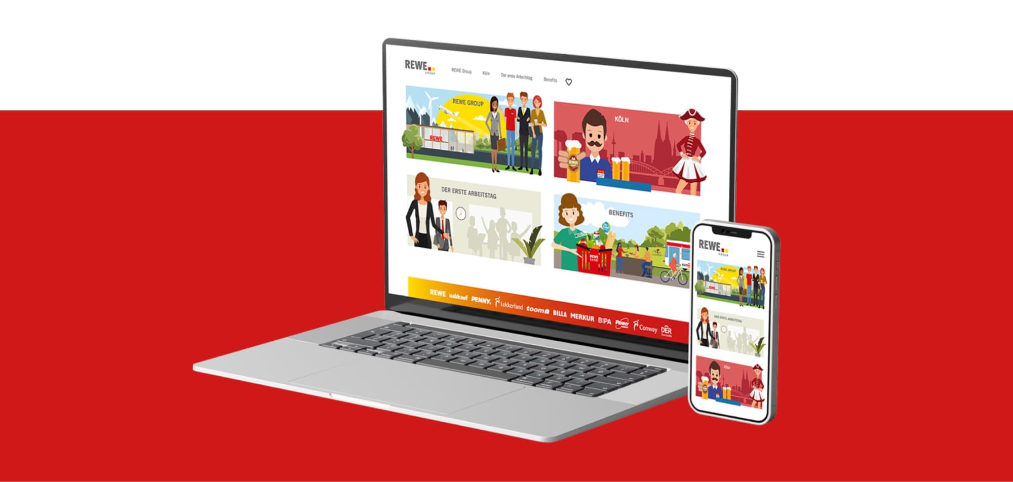 Rewe Onboarding Website auf Laptop