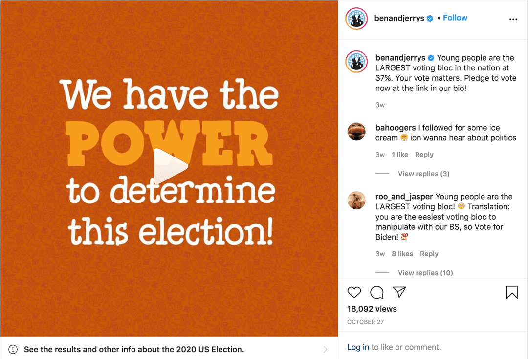 Brand Activism Kampagne zur US Wahl 2020
