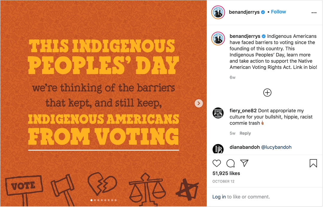 Instagram Post der Marke Ben & Jerry's