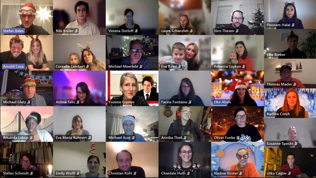 Screenshot der Online-Weihnachtsfeier bei Rheindigital
